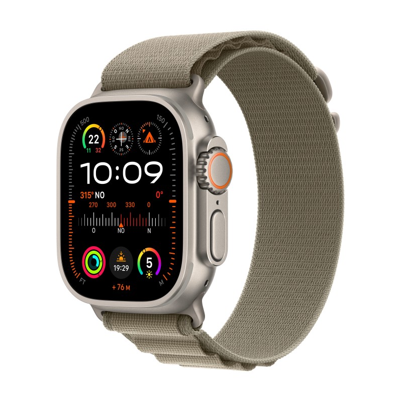 Apple Watch Ultra 2 GPS + Cellular, Cassa 49m in Titanio con Olive Alpine Loop - Large