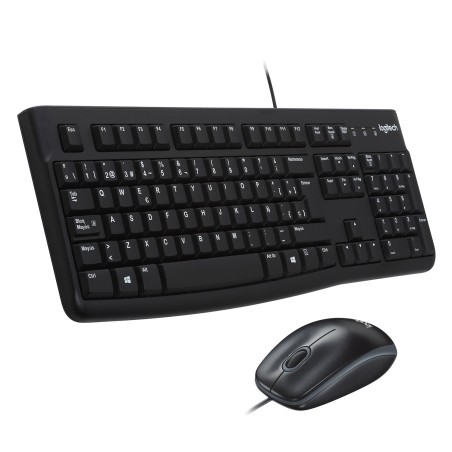 Logitech Desktop MK120 Tastatur Maus enthalten USB QWERTY Spanisch Schwarz