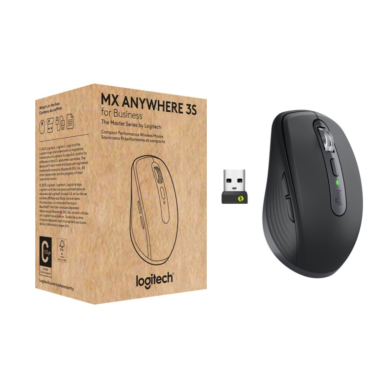 Logitech MX Anywhere 3S for Business mouse Mano destra RF senza fili + Bluetooth Laser 8000 DPI