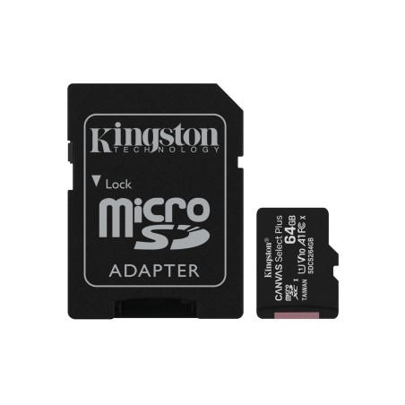 Kingston Technology Pack de deux cartes micSDXC Canvas Select Plus 100R A1 C10 de 64 Go + ADP simple