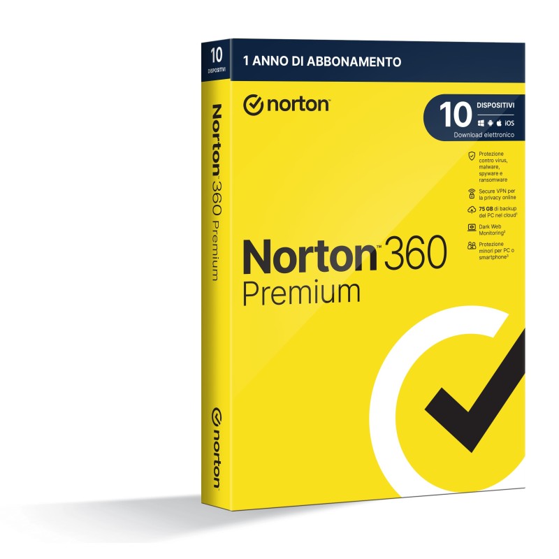 NortonLifeLock Norton 360 Premium 2024 | Antivirus per 10 dispositivi | Licenza di 1 anno | Secure VPN e Password Manager | PC,