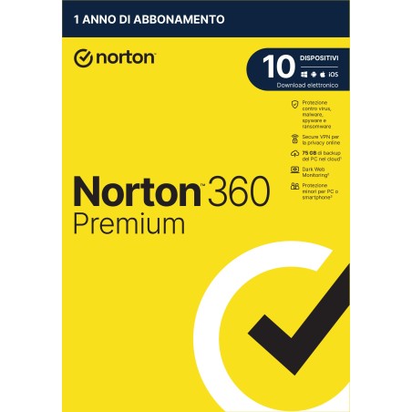 NortonLifeLock Norton 360 Premium Antivirusbeveiliging Italiaans 1 licentie(s) 1 jaar