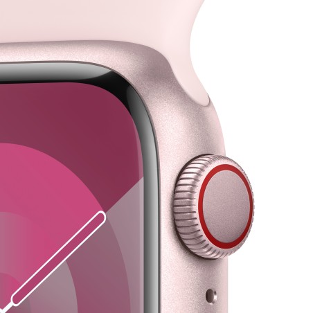Apple Watch Series 9 GPS + Cellular Cassa 41mm in Alluminio Rosa con Cinturino Sport Rosa Confetto - M L