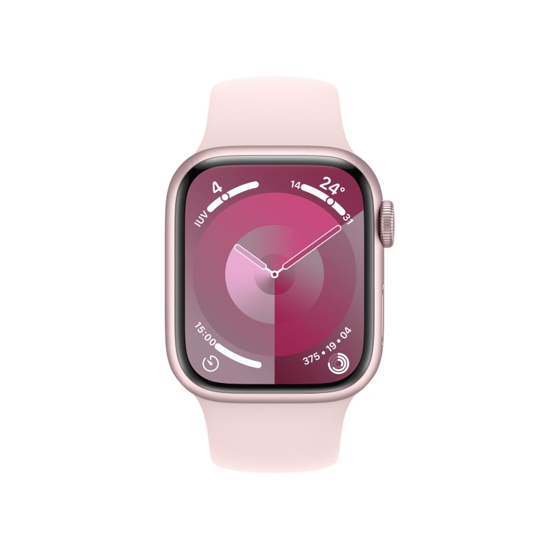 Image of Apple Watch Series 9 GPS + Cellular Cassa 41mm in Alluminio Rosa con Cinturino Sport Rosa Confetto - M/L