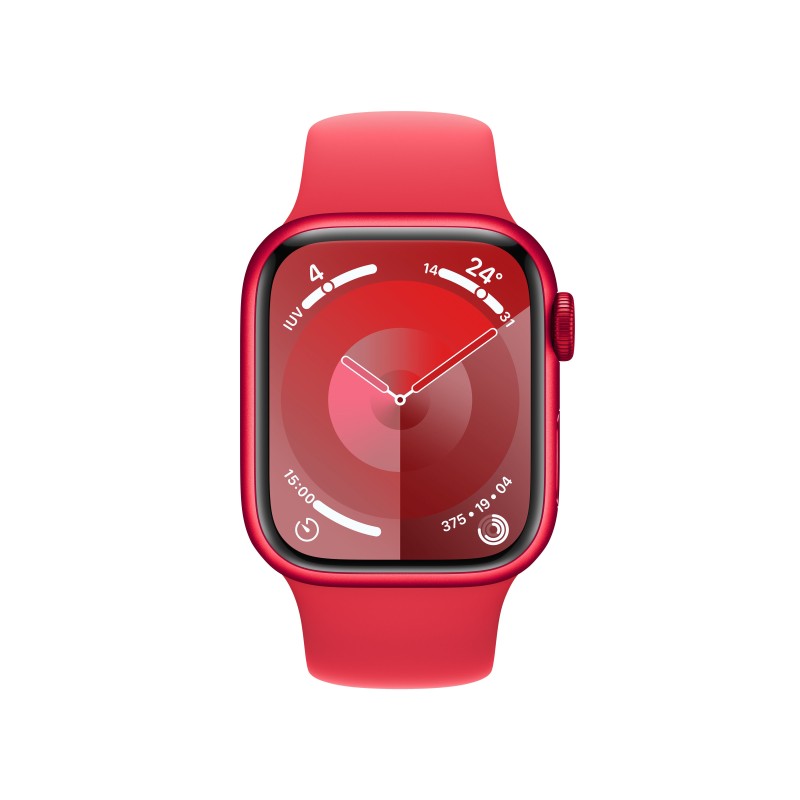 Image of Apple Watch Series 9 GPS + Cellular Cassa 41m in Alluminio (PRODUCT)RED con Cinturino Sport Band (PRODUCT)RED - M/L