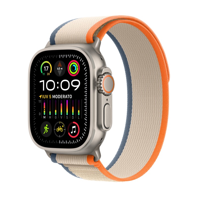 Image of Apple Watch Ultra 2 GPS + Cellular, Cassa 49m in Titanio con Arancione/Beige Trail Loop - M/L