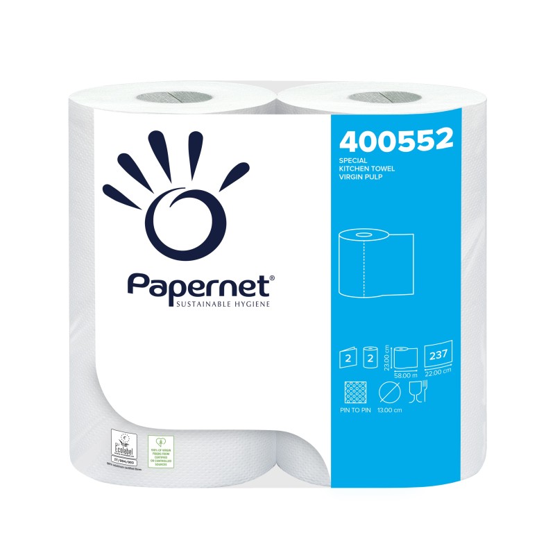 Image of Papernet 400552 asciugamano di carta 237 fogli Cellulosa, Carta Bianco 58 m