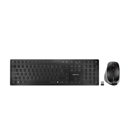 CHERRY DW 9500 SLIM teclado Rato incluído RF Wireless + Bluetooth AZERTY Francês Preto, Cinzento
