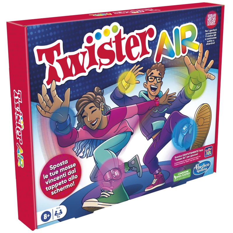 Image of Hasbro Gaming Twister Air, gioco Twister con app per realtà aumentata, si collega a dispositivi smart, giochi attivi per feste,