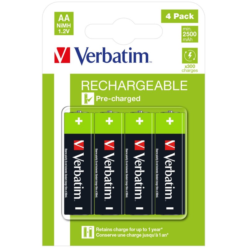 Image of Verbatim 49517 batteria per uso domestico Batteria ricaricabile Stilo AA Nichel-Metallo Idruro (NiMH)