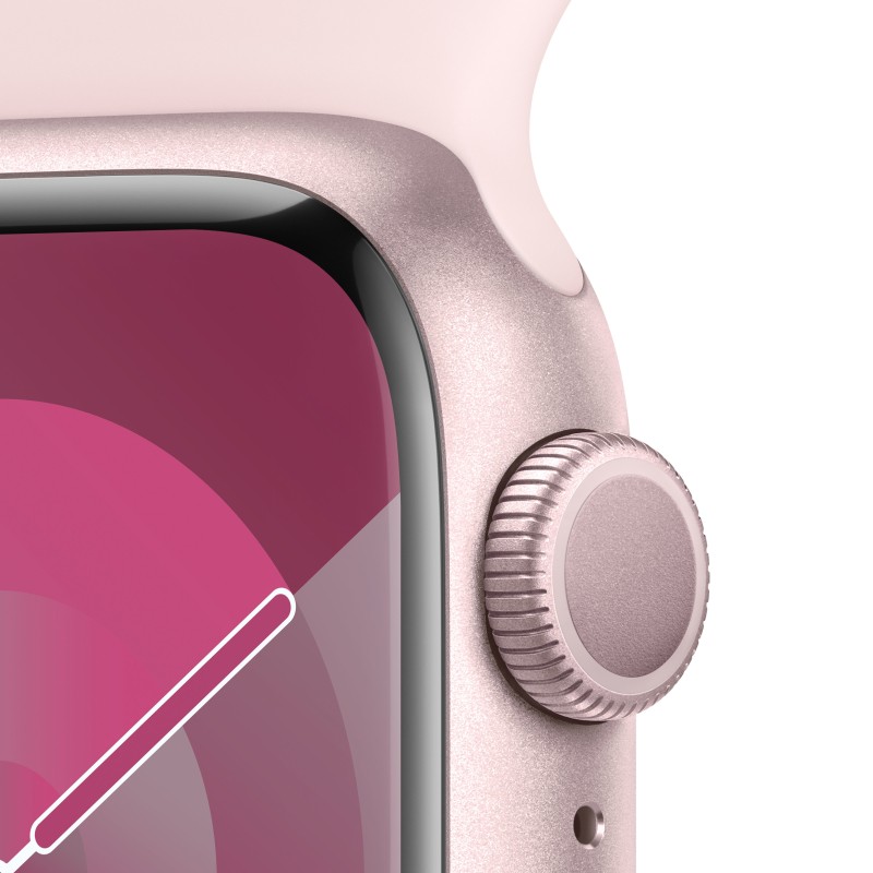 Image of Apple Watch Series 9 GPS Cassa 41mm in Alluminio Rosa con Cinturino Sport Rosa Confetto - S/M