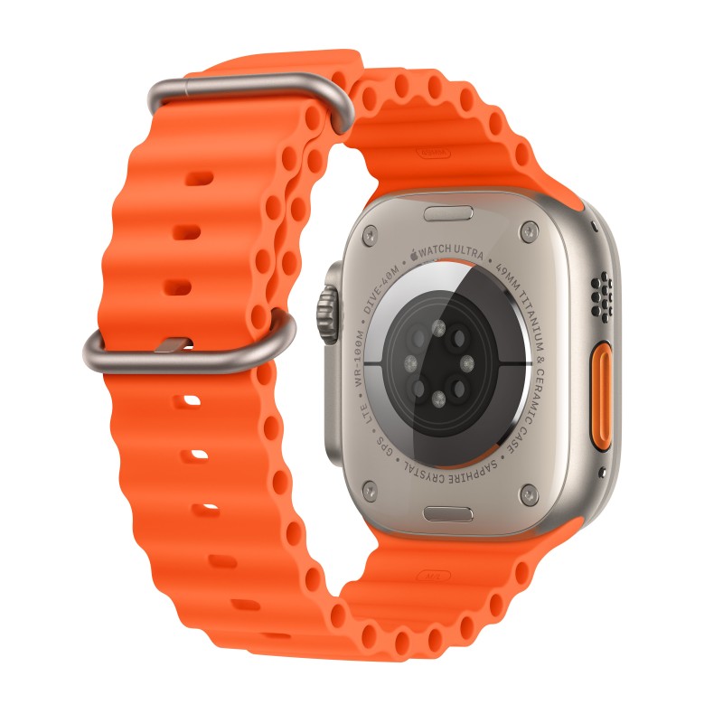 Image of Apple Watch Ultra 2 GPS + Cellular, Cassa 49m in Titanio con Cinturino Ocean Arancione