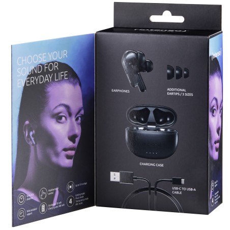 Intenso Black Buds T300A Cuffie True Wireless Stereo (TWS) In-ear Chiamate Musica Sport Tutti i giorni USB tipo-C Bluetooth Nero