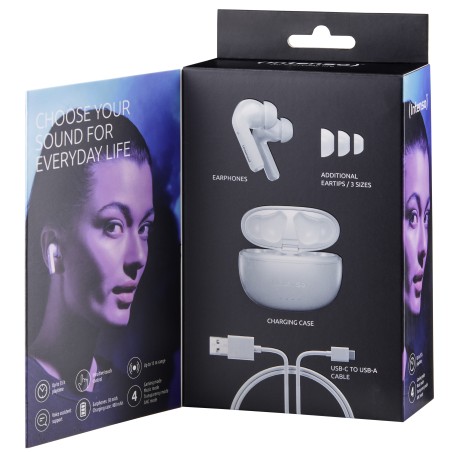 Intenso White Buds T302A Cuffie True Wireless Stereo (TWS) In-ear Chiamate Musica Sport Tutti i giorni USB tipo-C Bluetooth