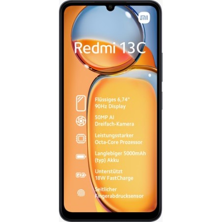 Xiaomi Redmi 13C 17,1 cm (6.74") Dual SIM Android 13 4G USB Type-C 4 GB 128 GB 5000 mAh Preto