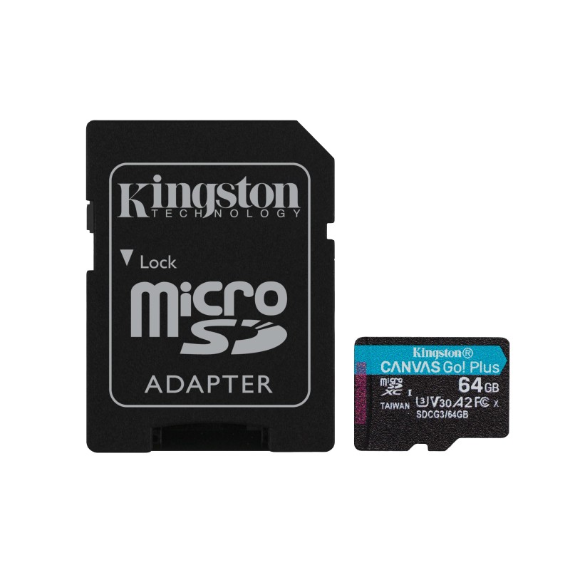 Image of Kingston Technology Scheda microSDXC Canvas Go Plus 170R A2 U3 V30 da 64GB + adattatore