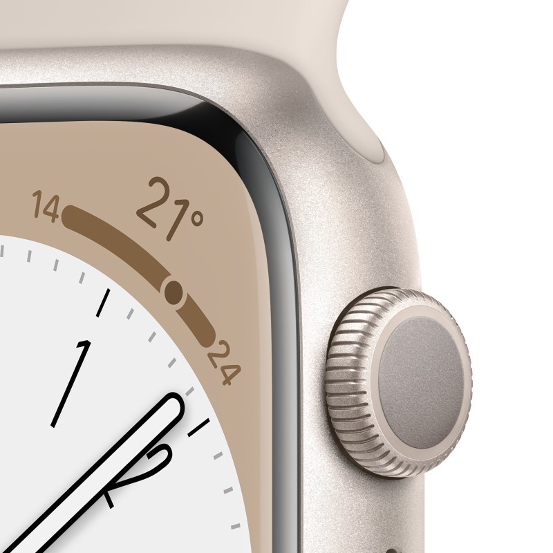 Image of Apple Watch Series 8 GPS 45mm Cassa in Alluminio color Galassia con Cinturino Sport Band Galassia - Regular