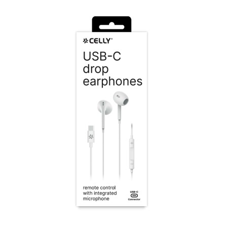 Celly UP1300TYPECWH auricular y casco Auriculares Alámbrico Dentro de oído Llamadas Música USB Tipo C Blanco