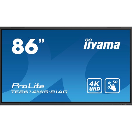iiyama TE8614MIS-B1AG ecrã de sinalização Plasma interativo 2,17 m (85.6") LCD Wi-Fi 435 cd m² 4K Ultra HD Preto Ecrã táctil