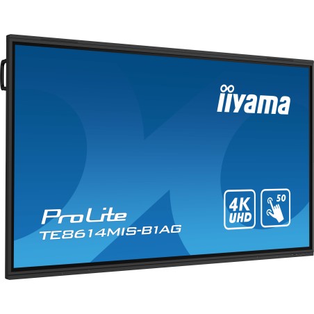 iiyama TE8614MIS-B1AG ecrã de sinalização Plasma interativo 2,17 m (85.6") LCD Wi-Fi 435 cd m² 4K Ultra HD Preto Ecrã táctil