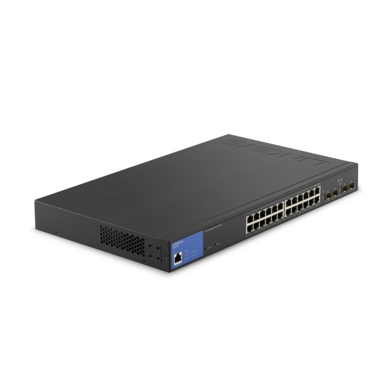 Linksys Switch di rete Gigabit gestito a 24 porte, 4 slot 1 Gb SFP di uplink, PoE/PoE+