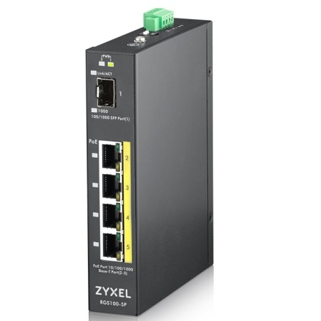 Zyxel RGS100-5P Non gestito L2 Gigabit Ethernet (10 100 1000) Supporto Power over Ethernet (PoE) Nero