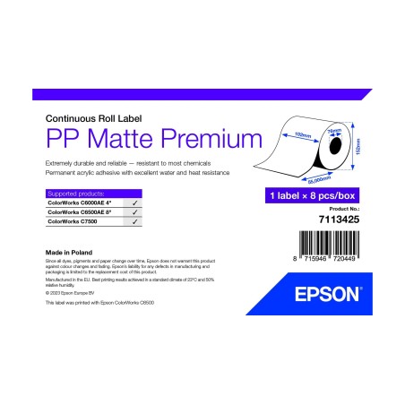 Epson 7113425 etichetta per stampante Bianco Etichetta per stampante autoadesiva