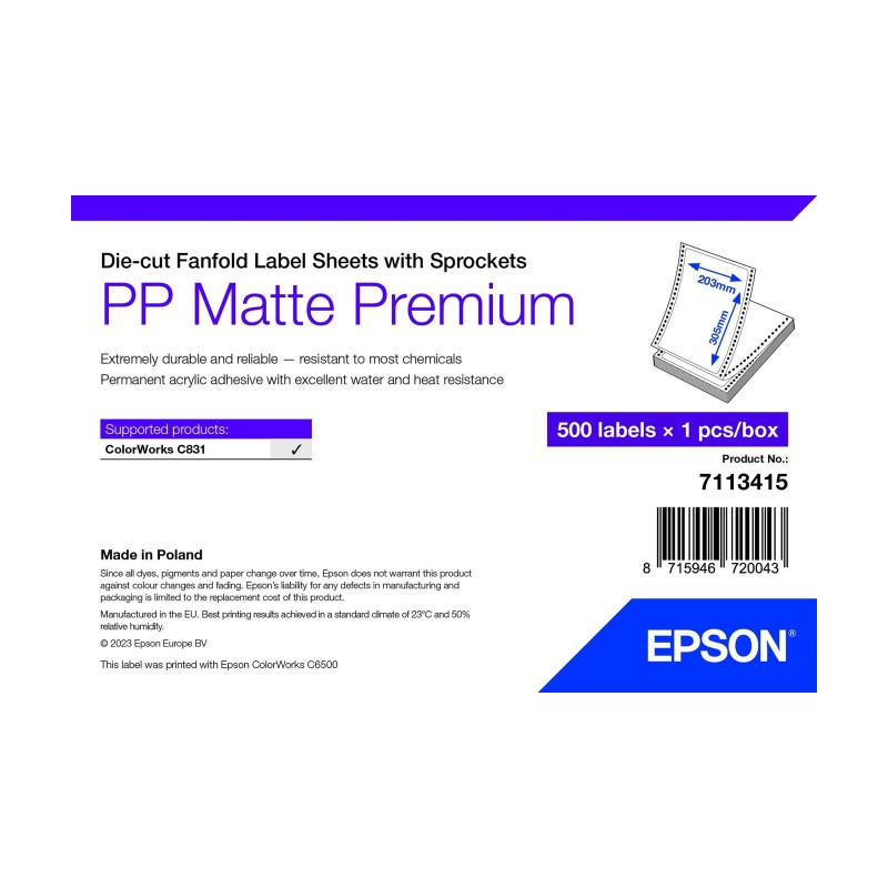 Image of Epson 7113415 etichetta per stampante Bianco Etichetta per stampante autoadesiva