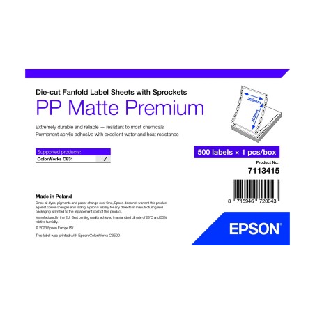 Epson 7113415 etichetta per stampante Bianco Etichetta per stampante autoadesiva