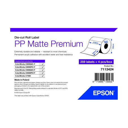 Epson 7113424 etiqueta para impressão Branco Etiqueta de impressora auto-adesiva