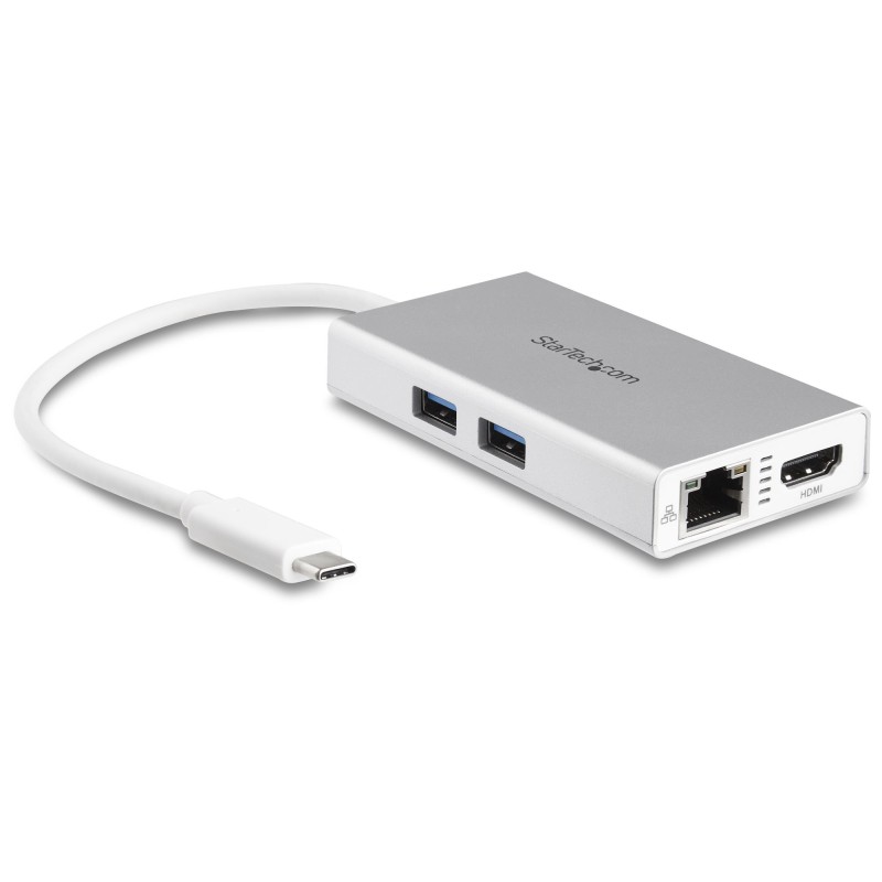 Image of StarTech.com Adattatore USB-C Multiporta - Docking Station da viaggio USB-C con HDMI 4K - 60W Alimentazione Pass-Through, GbE,
