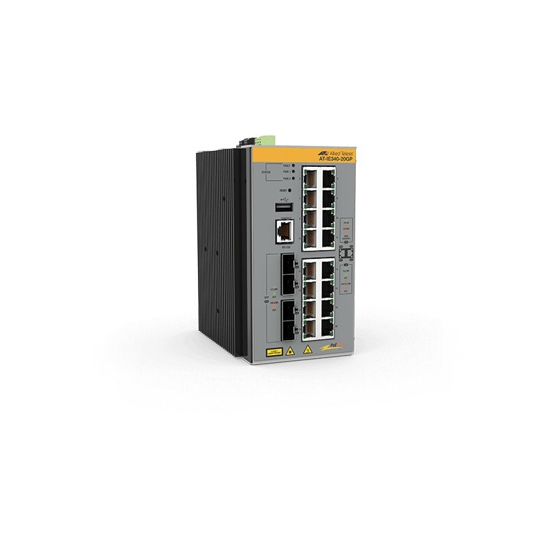 Image of Allied Telesis AT-IE340-20GP-80 Gestito L3 Gigabit Ethernet (10/100/1000) Supporto Power over Ethernet (PoE) Grigio
