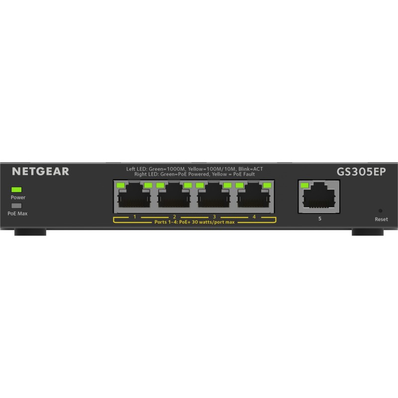Image of NETGEAR 5-Port Gigabit Ethernet PoE+ Plus Switch (GS305EP) Gestito L2/L3 Gigabit Ethernet (10/100/1000) Supporto Power over