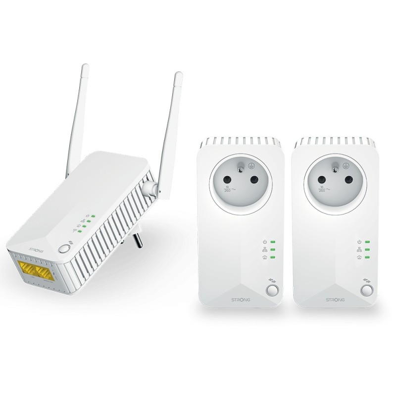 Image of Strong Powerline WiFi 600 Triple Pack V2 600 Mbit/s Collegamento ethernet LAN Wi-Fi Bianco 3 pz