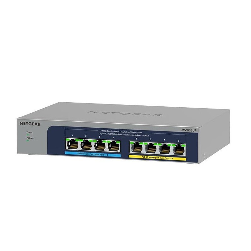 NETGEAR MS108UP Non gestito 2.5G Ethernet (100/1000/2500) Supporto Power over Ethernet (PoE)