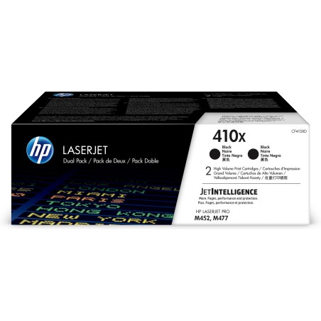 HP Paquete de 2 cartuchos de tóner negro Originales LaserJet 410X de alta capacidad