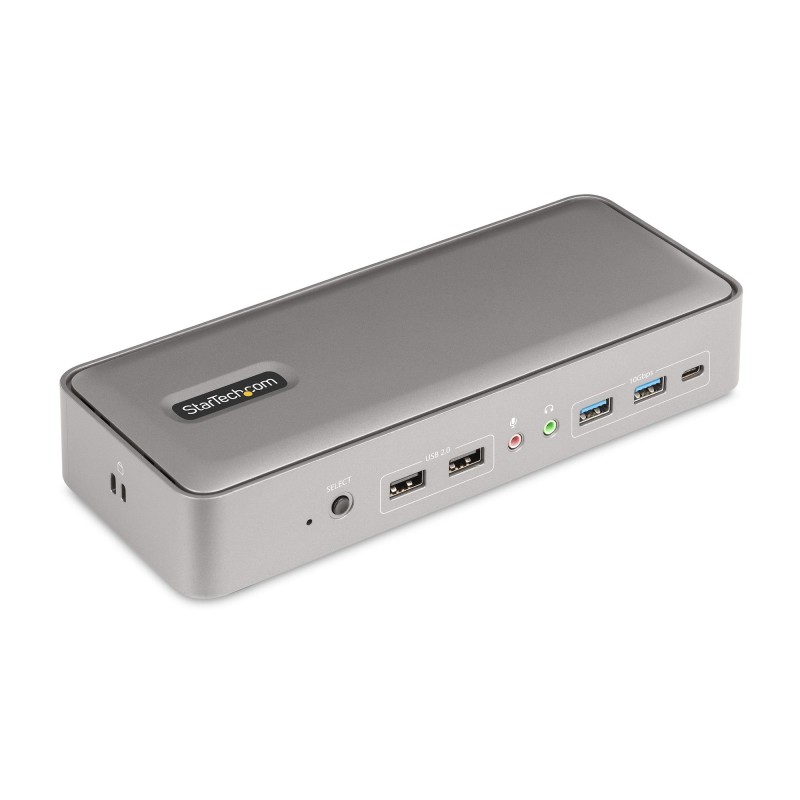 Image of StarTech.com KVM Docking Station USB-C per due laptop, docking station DisplayPort a doppio monitor 4K 60 Hz, hub USB a 5