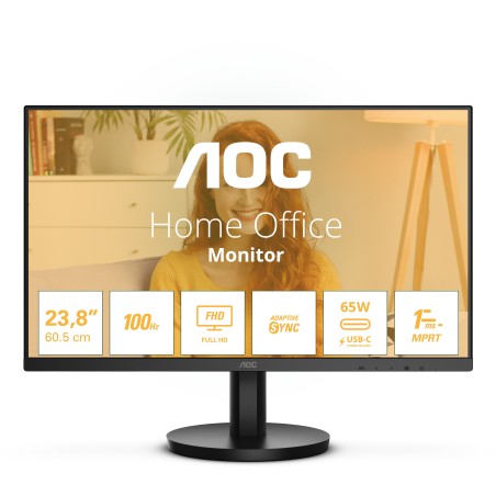 AOC 24B3CA2 monitor de ecrã 60,5 cm (23.8") 1920 x 1080 pixels Full HD LED Preto
