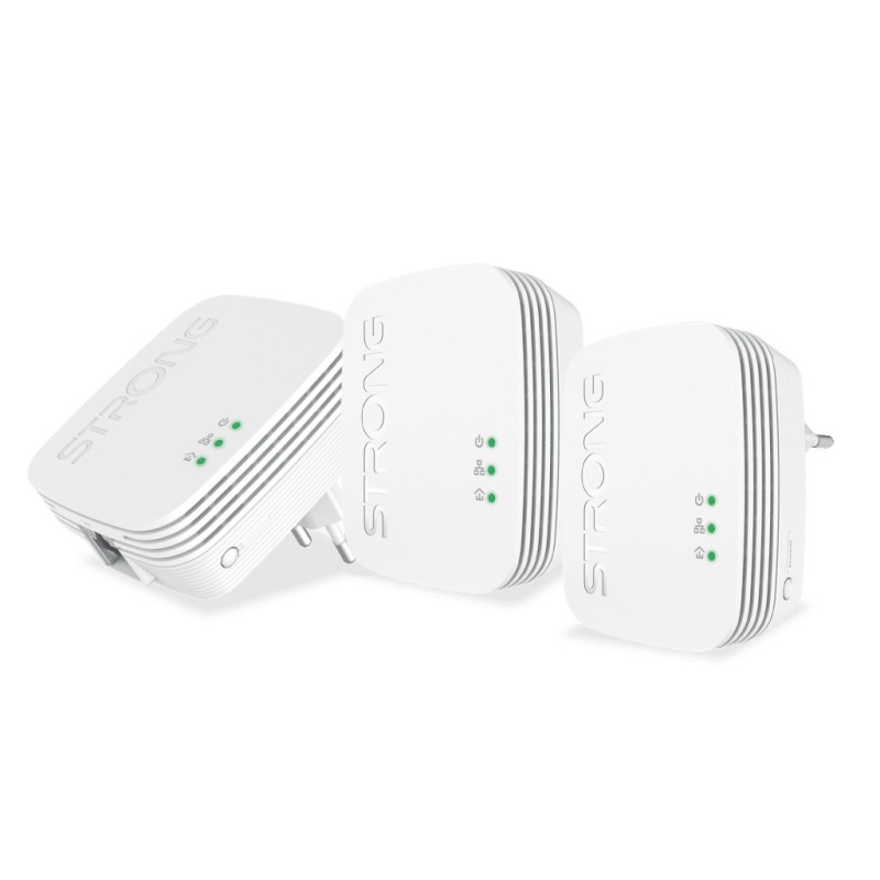Image of Strong Powerline 600 Triple Pack Mini 600 Mbit/s Collegamento ethernet LAN Bianco 3 pz