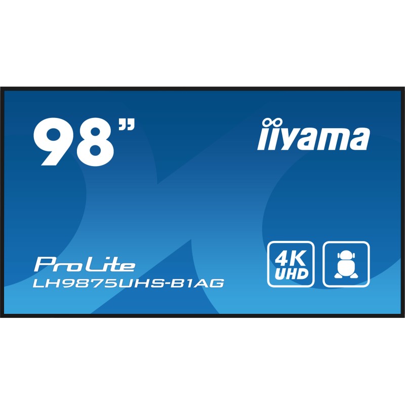 iiyama PROLITE Pannello A digitale 2,49 m (98") LED Wi-Fi 500 cd/m² 4K Ultra HD Nero Processore integrato Android 11 24/7