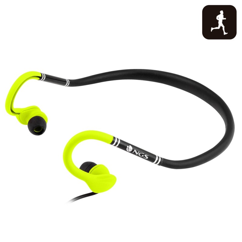 Image of NGS Yellow Cougar Auricolare Cablato A clip, In-ear Sport Nero, Giallo