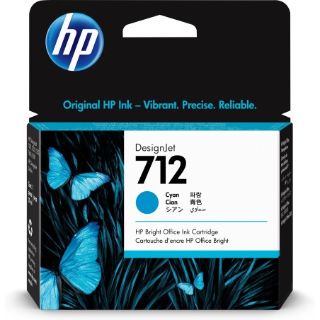 HP 712 29 ml inktcartridge voor DesignJet, cyaan