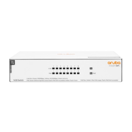 Aruba Instant On 1430 8G Class4 PoE 64W Non gestito L2 Gigabit Ethernet (10 100 1000) Supporto Power over Ethernet (PoE) Bianco