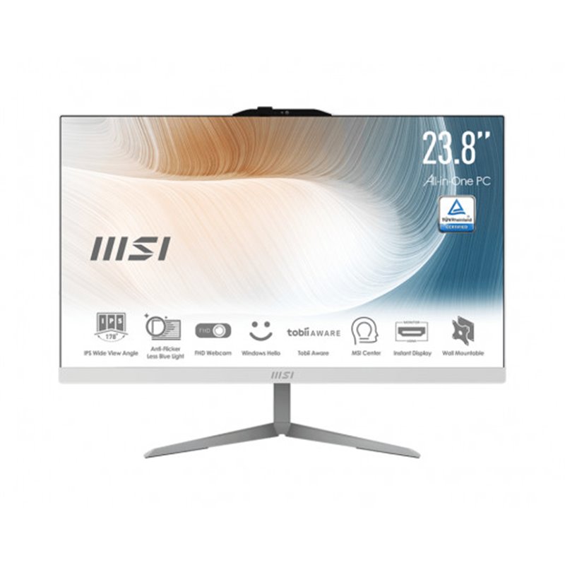 MSI AIO Modern AM242 12M-830XEU i3-1215U 23.8  IPS LED FHD Non-Touch Anti-Glare 8GB SSD512GB M.2 AX211 WiFi 6E noOS White