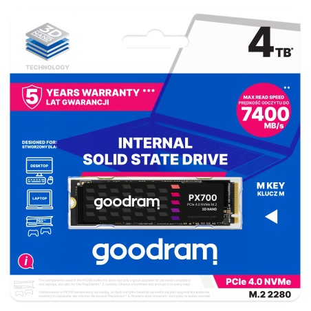 Goodram PX700 SSD SSDPR-PX700-04T-80 drives allo stato solido M.2 4,1 TB PCI Express 4.0 3D NAND NVMe