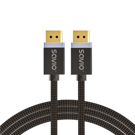 Savio DisplayPort cable 2 m Black CL-166 Noir