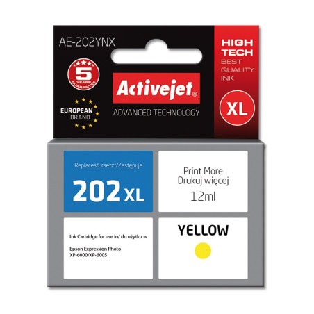 Activejet AE-202YNX cartuccia d'inchiostro 1 pz Compatibile Resa elevata (XL) Giallo