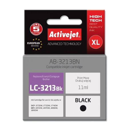 Activejet AB-3213BN printerinkt voor Brother, Brother LC3213BK vervanging Supreme 11 ml zwart