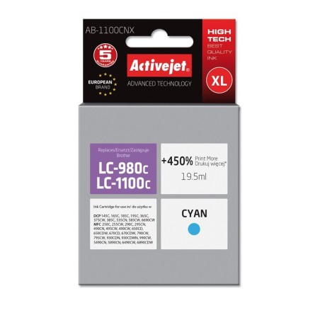 Activejet Encre AB-1100CNX (remplacement Brother LC1100C 980C  Supreme  19,5 ml  bleu)