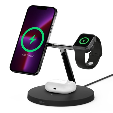 Belkin WIZ017vfBK Auscultadores, Smartphone, Smartwatch Preto AC Carregamento wireless Carregamento rápido Interior